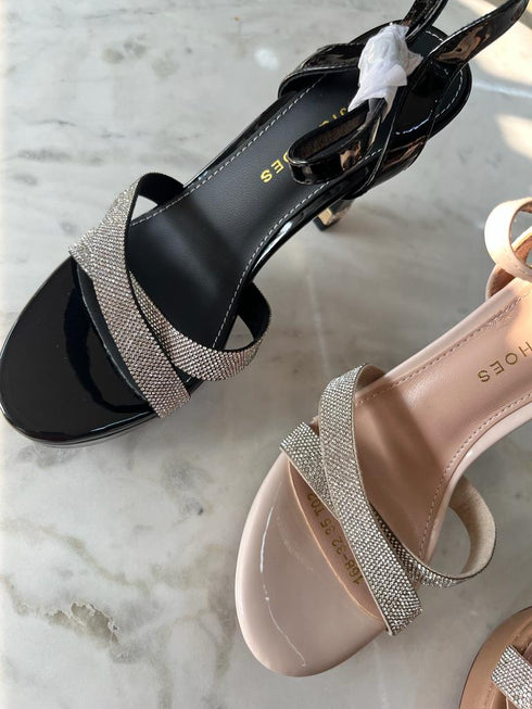 Shimmer Detail Chunky Heel